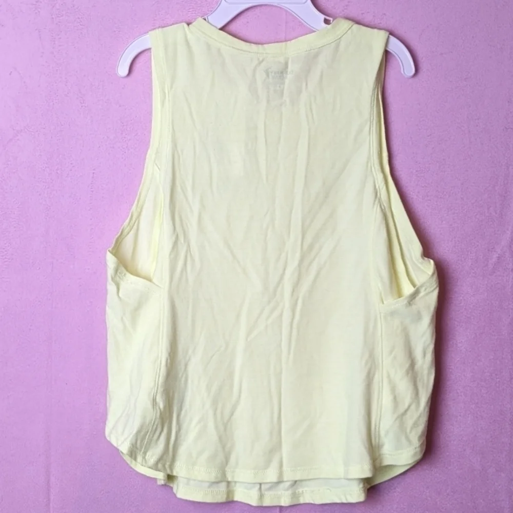 Old Navy Active Bright Yellow Stay Palm Tropical Girls Tank Top size Medium